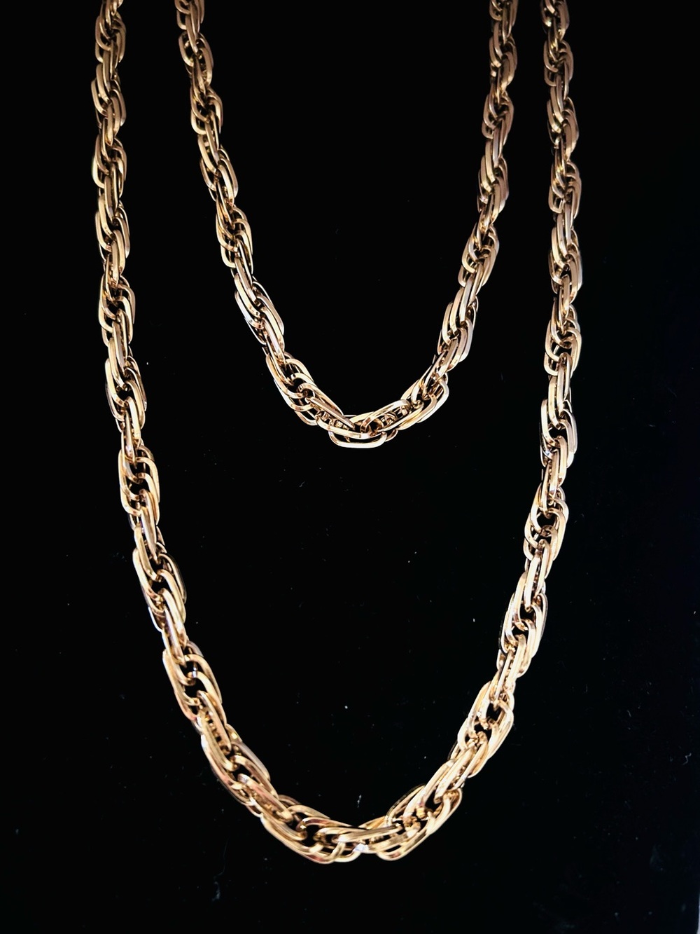 Vintage Monet 54 Inch Gold Tone Rope Chain Necklace, Long Monet Necklace, Monet - Picture 3 of 6